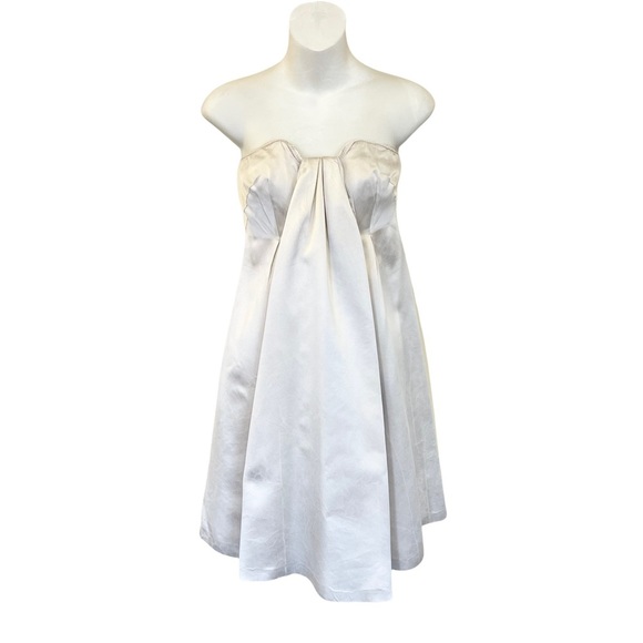 PRADA Silk Strapless Pleated Waterfall Design Mini Dress - 2 - Picture 3 of 10